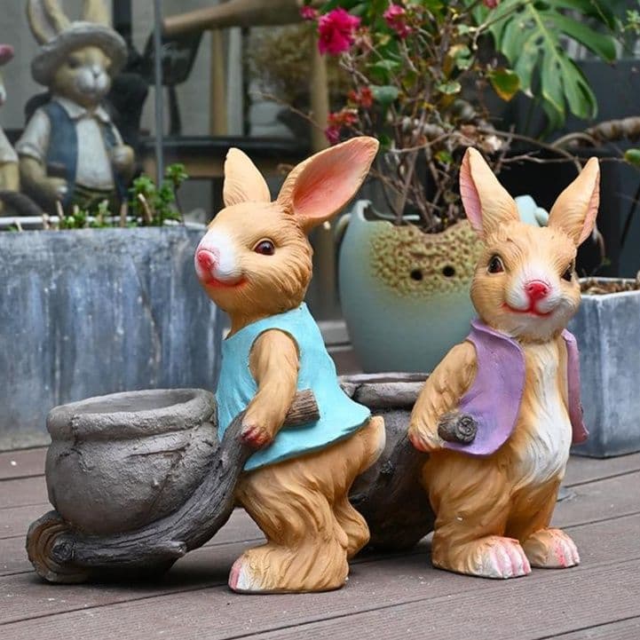 ガーデニング 仲良し兎の小さな庭師のオーナメント