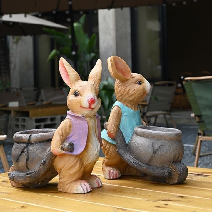 ガーデニング 仲良し兎の小さな庭師のオーナメント