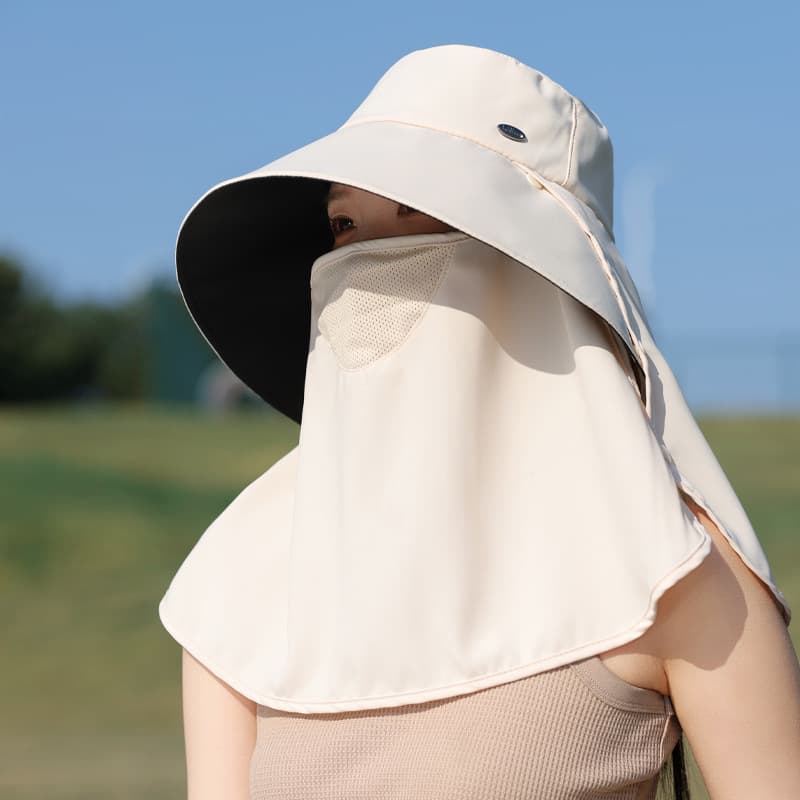 ガーデニング 日差し完全ガード ネックカバー付き帽子